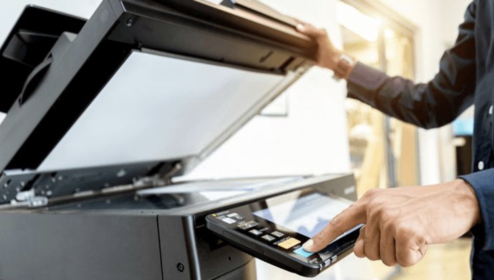 Professional using multifunction printer